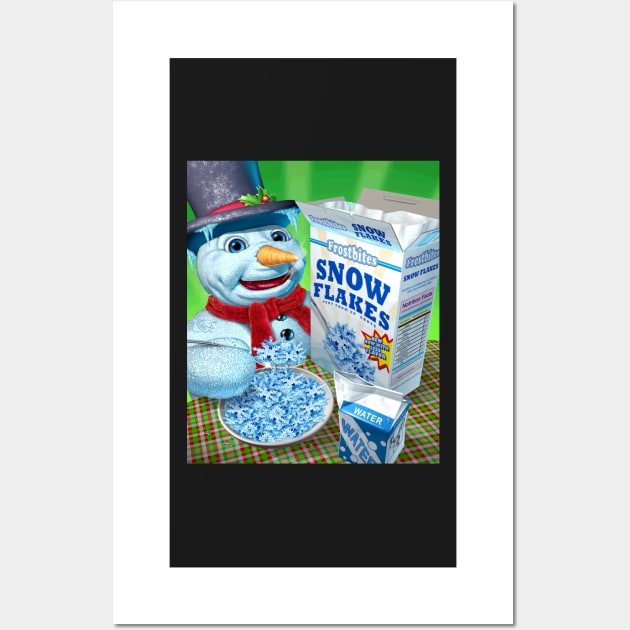 Snowman Eating Snowflakes Wall Art by lightidea